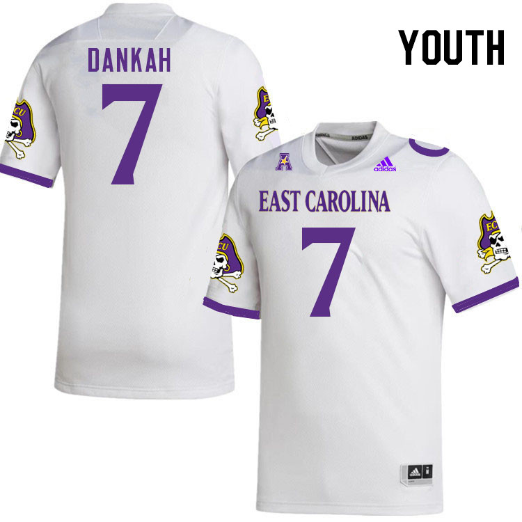 Youth #7 Samuel Dankah ECU Pirates 2023 College Football Jerseys Stitched-White - Click Image to Close